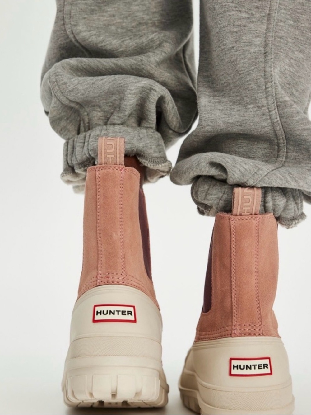 Hunter Pink Suede & Burgundy Elastic Chelsea Duck Boots - Picture 9 of 9